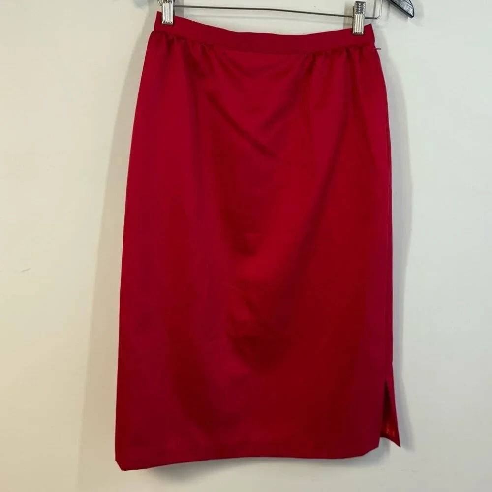 Vintage Frank Usher Red Office Core UK 38 Suit Skirt Set Blazer Pencil Skirt